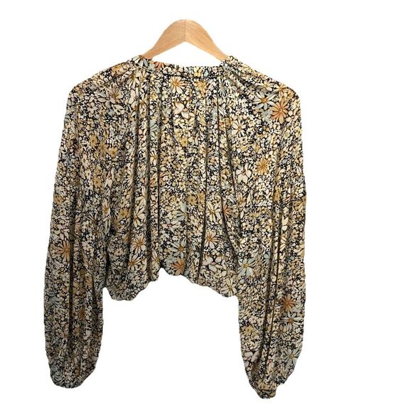 Lulus Season of Blooms Cream Multi Floral Print Size Small Balloon Sleeve - Picture 3 of 14